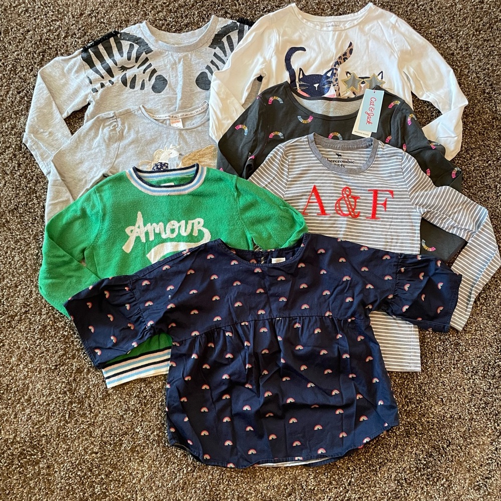 Multiple brands Bundle Kids' Long Sleeve Tees - Green, Gray, Navy